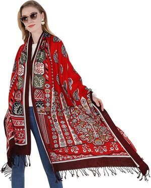DANA XU 100% Pure Wool Tasseled Shawl Scarf Pashmina